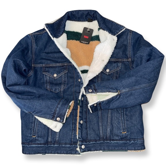 LEVI’S PREMIUM REVERSIBLE VINTAGE RELAXED FIT SHERPA TRUCKER JACKET A31760000 - Picture 16 of 16